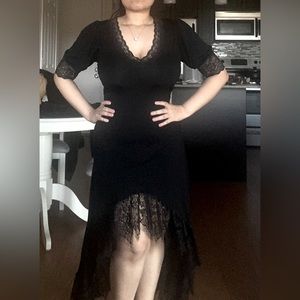 Dollskill Widow High Low Lace Jersey Maxi Dress